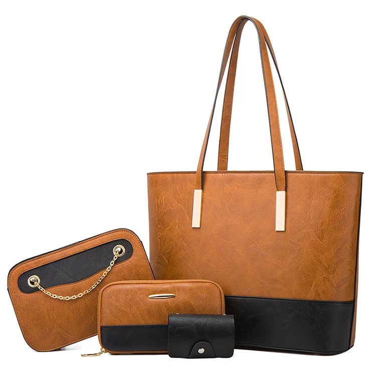 

2022 new eastleather wholesale 4 in 1 bags set ladies purse handbags for women