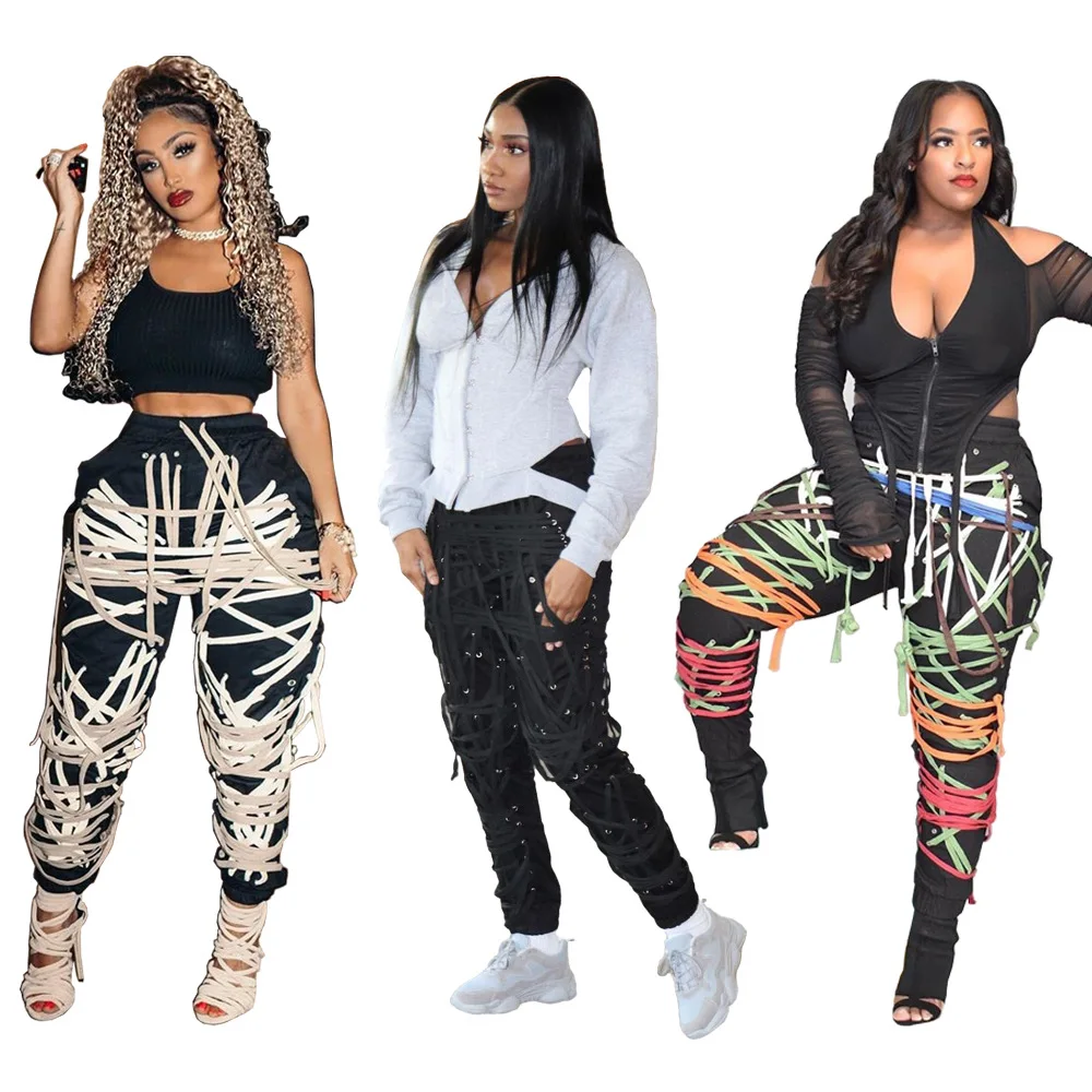 

Foma BN7132 drop shipping fashion real woven tape womens plus size tracksuit street wear pants