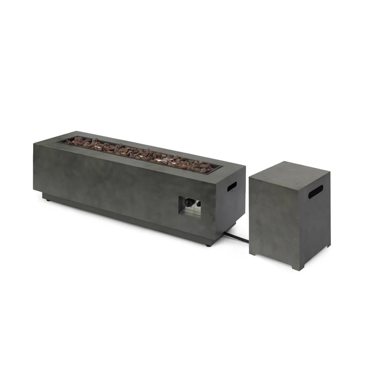 

Outdoor Rectangular Fire Pit with Tank Holder, Concrete