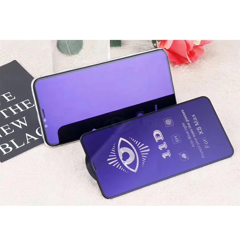 

Anti blue light 11D full screen tempered glass mobile phone protect toughened glass blue film for iphone 11 pro max/ XS max