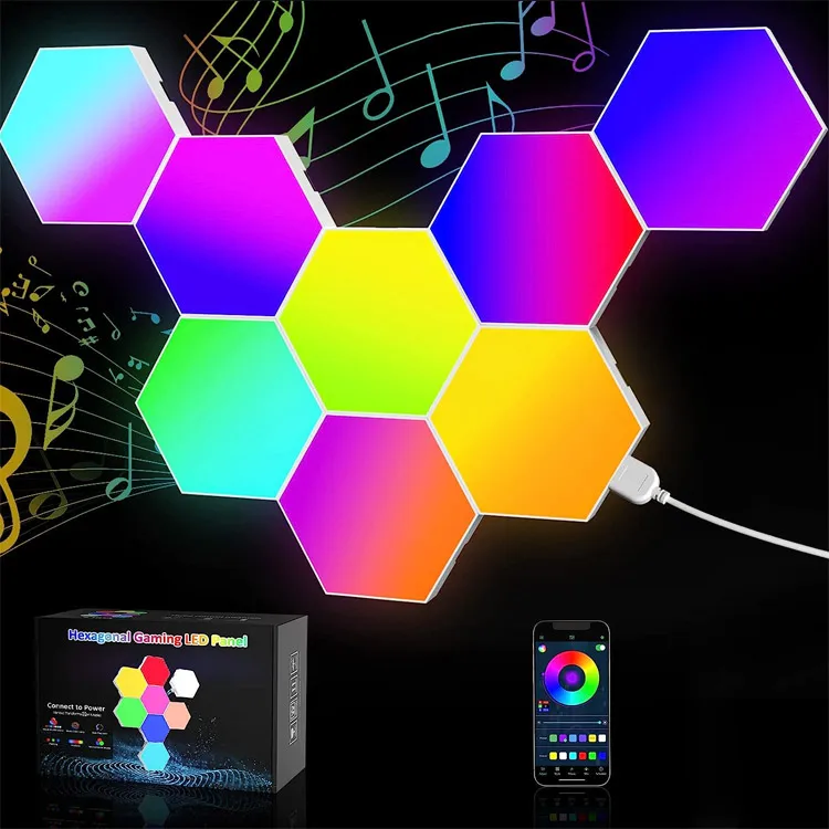 

Creative Smart Removable Wall Lamp Quantum Modular Touch Hexagon Geometry Splicing Seven Colors Hex Honeycomb Led Light