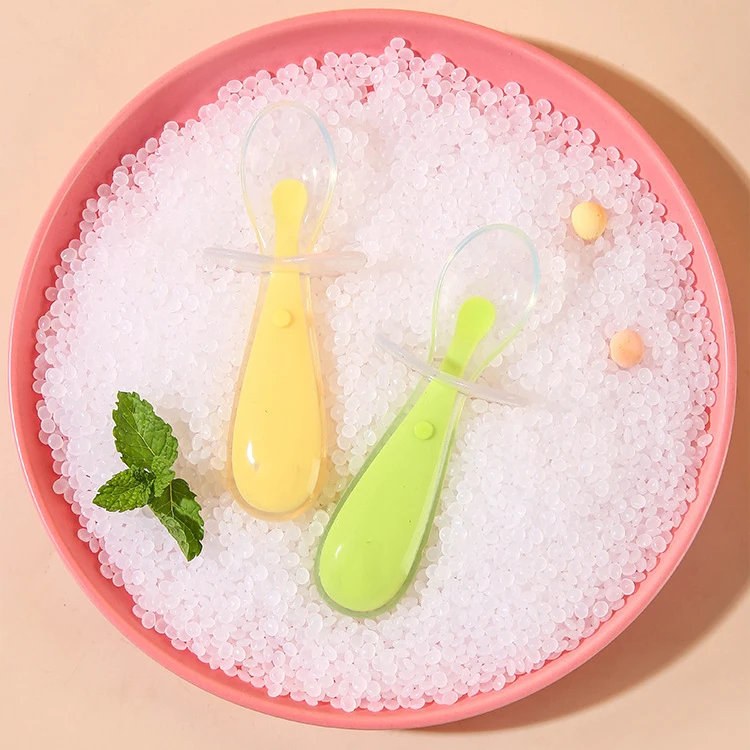 

Food Grade Silicone 100% Safety Training Baby Silicone Spoon for Infant Baby