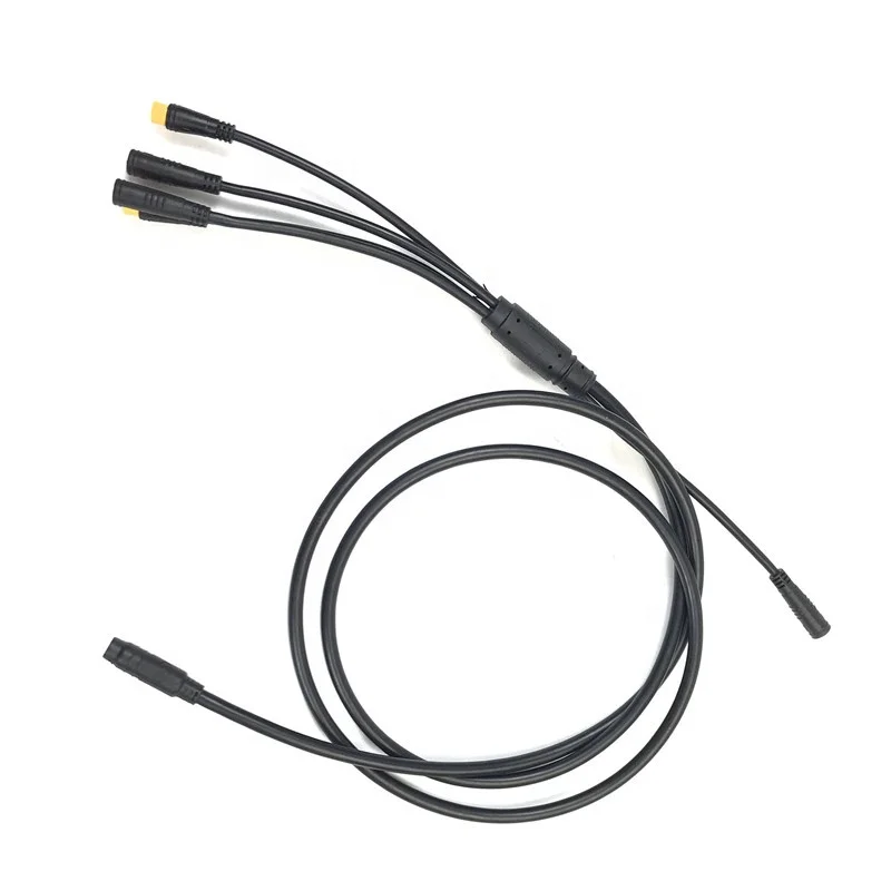 Electric Bike Power Cable 2pin 3pin 5pin 9pin M8 IP65  Waterproof Connector 4 in 2 Cable LED Light