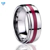 High Quality Couple Fashionable Abrasion Resistance Flat Roller Ring Carbide Bule Tungsten Firefighter Wedding Rings