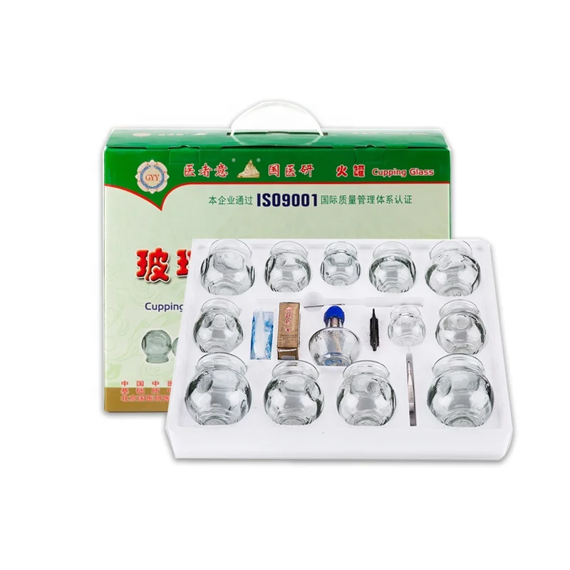 
Chinese traditional medicine 12 different size fire glass cupping set with hijama vacuum cupping glass 