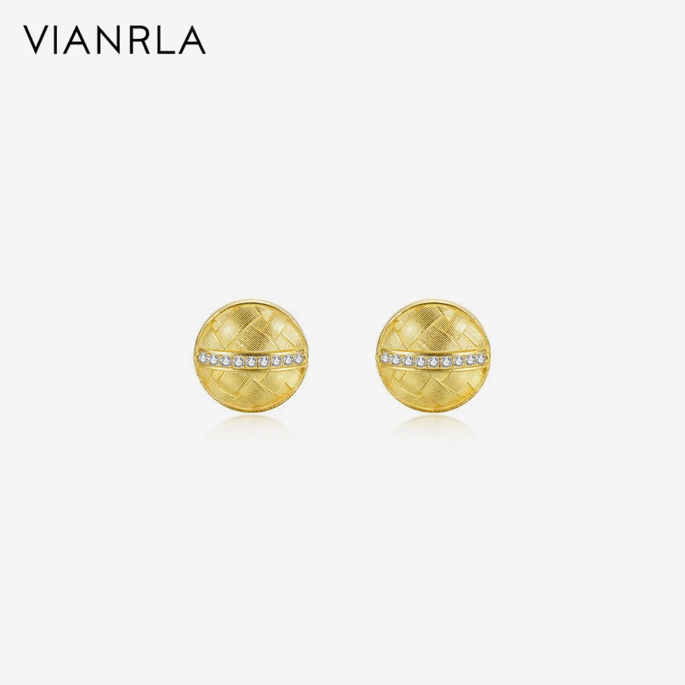 

VIANRLA 925 Sterling Silver Jewelry Ear Studs 18k Gold Plated Earring Zircon Circular Share For Women Wholesale