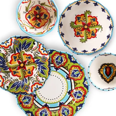 

Kitchenware Household Bowl Green Porcelain Ceramic Plate Soup Dinnerware Flatware Set Supplier Hand Painted Plate Set