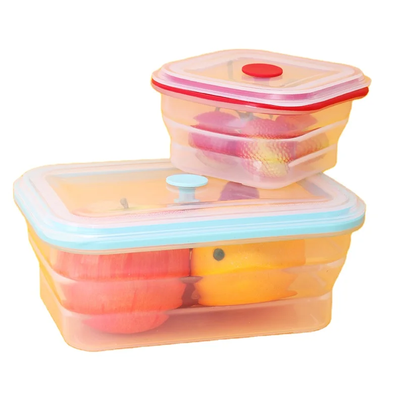 

PP lid Silicone Folding Collapsible Portable foldable Food Container For Children Adult, Clear