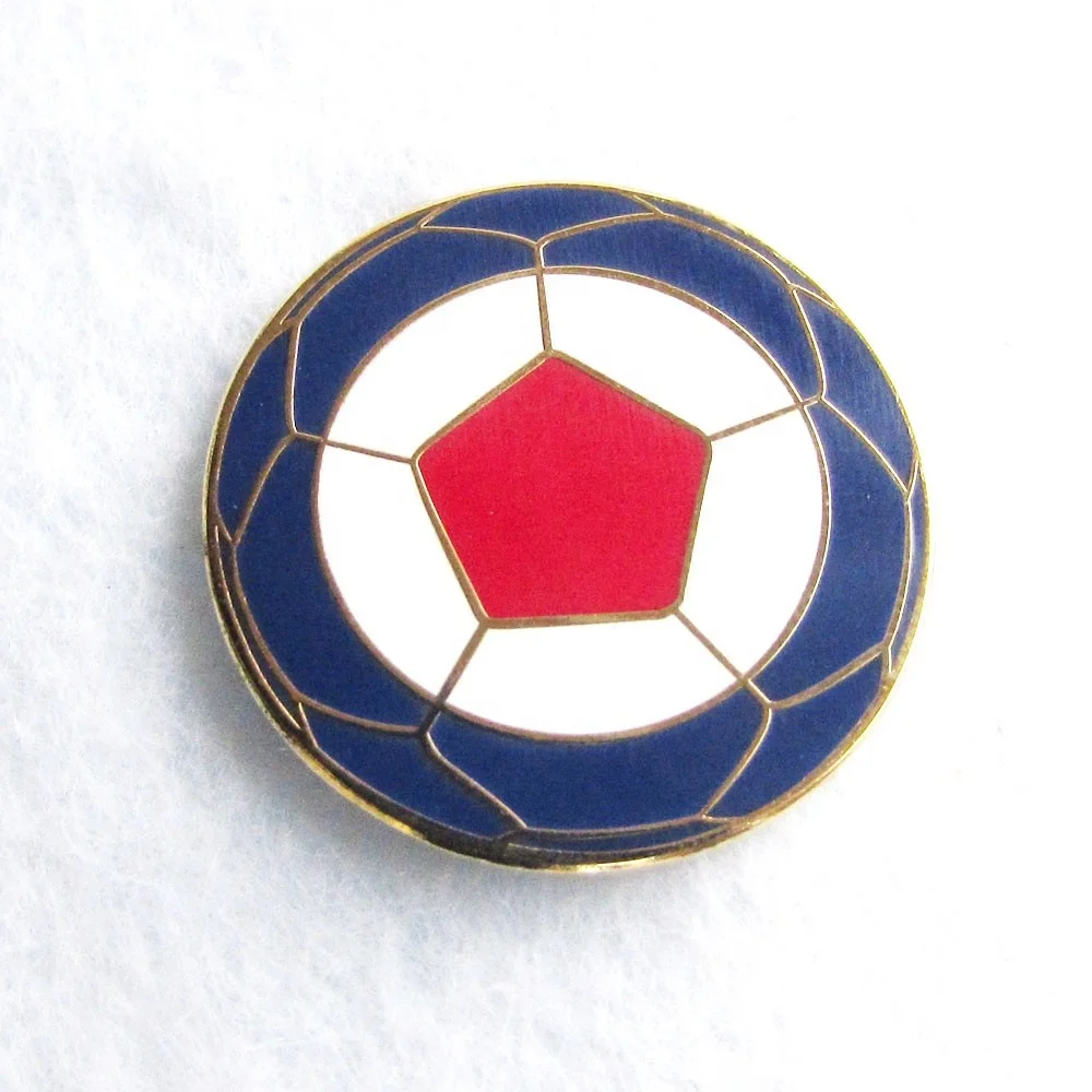 

Custom design gold plated football club badges free shipping hard enamel zinc alloy lapel pins, Pantone color