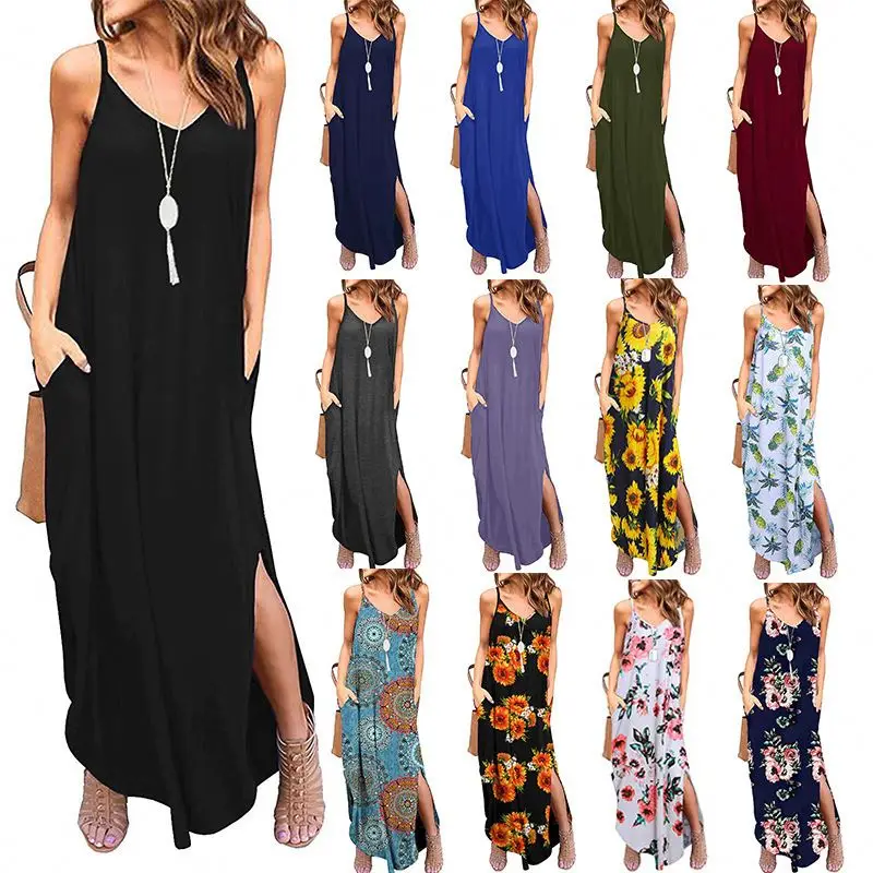 

2021 Free Sample Knit Dress Women Clothing 17 Colors Elegant Summer Casual Loose Maxi Dresses For Women