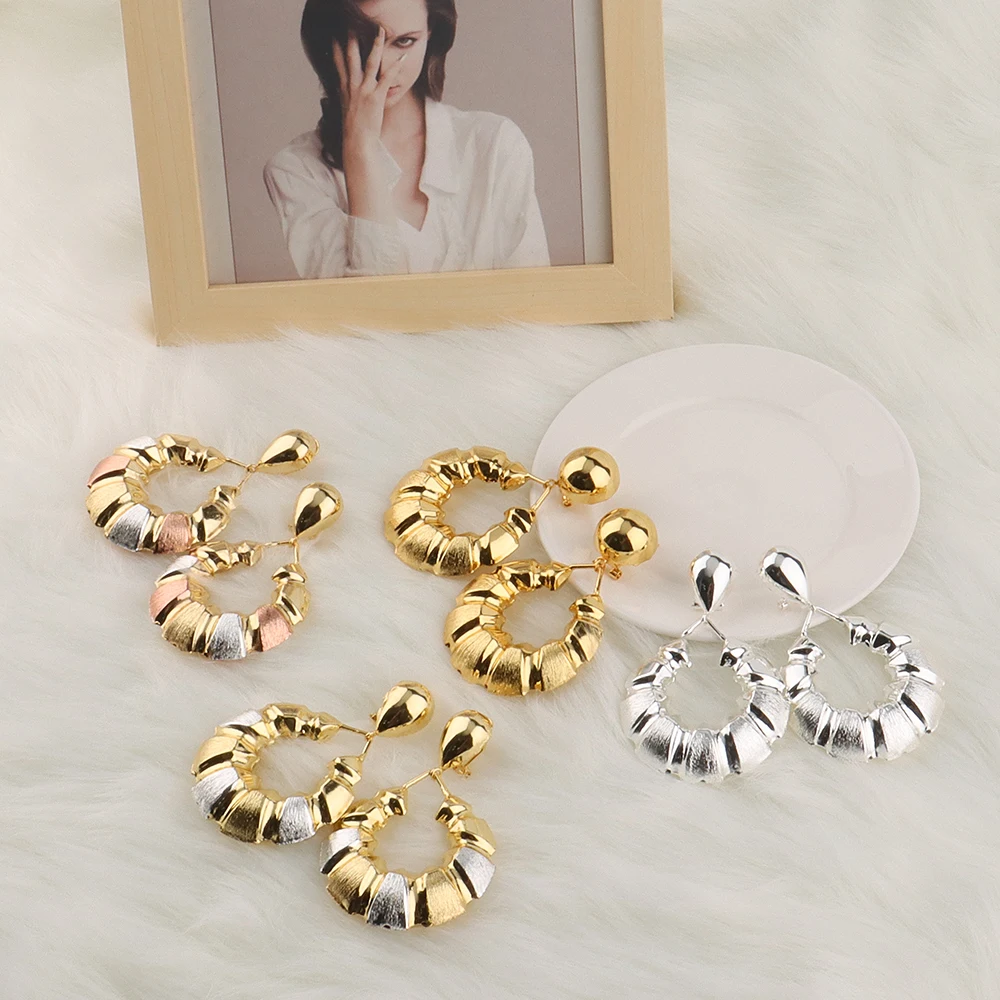 

2021 Jewelry Sets Sunbelle Earrings Earrings C-Shaped Exaggerated Hoop Earrings, Gold+silver+rose gold