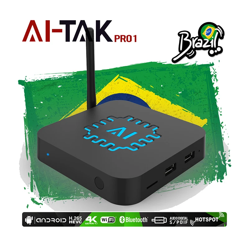 

AI TAK Max HTV BTV Tigre Brazil Android 6.0 Smart Home use box TV High Quality HD, Black