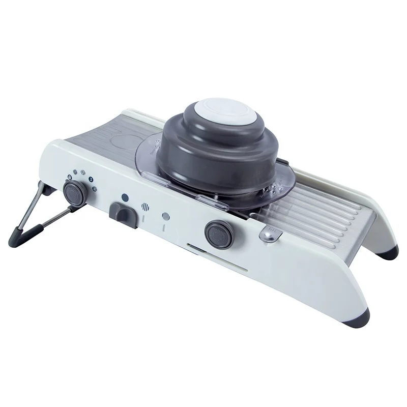 

Kitchen Multifunction adjustable manual vegetable slicer with stainless steel blades, White+grey