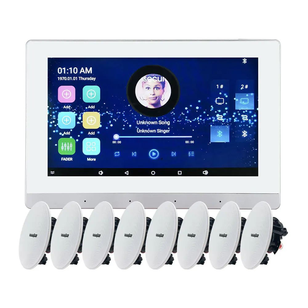 

2 Zones Wall Mount WiFi Audio Amplifier Stereo Speaker Subwoofer Home Surround Sound System