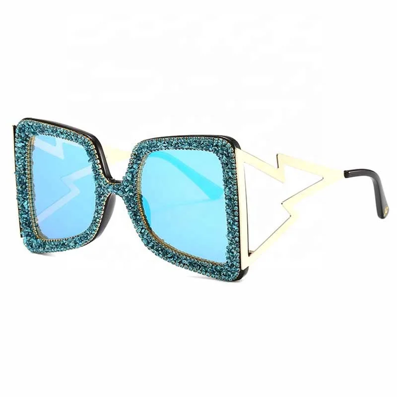 

2020 Newest Luxury Women Gafas De Sol Hand Mading Diamond Crystal Sun Glasses Big Frame Oversized Sunglasses, Customized color