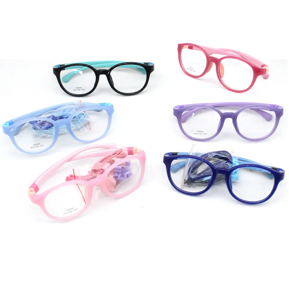 

Wholesales TR90 round shape eyeglasses frame flexible temple with elastic strap optical glasses for kid, Custom colors