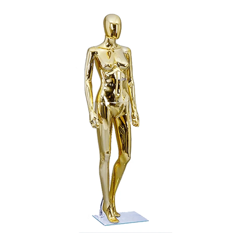 

SF-2CG Wholesale Egghead Female Plastic Gold Mannequin Full Body Model, Gold chrome