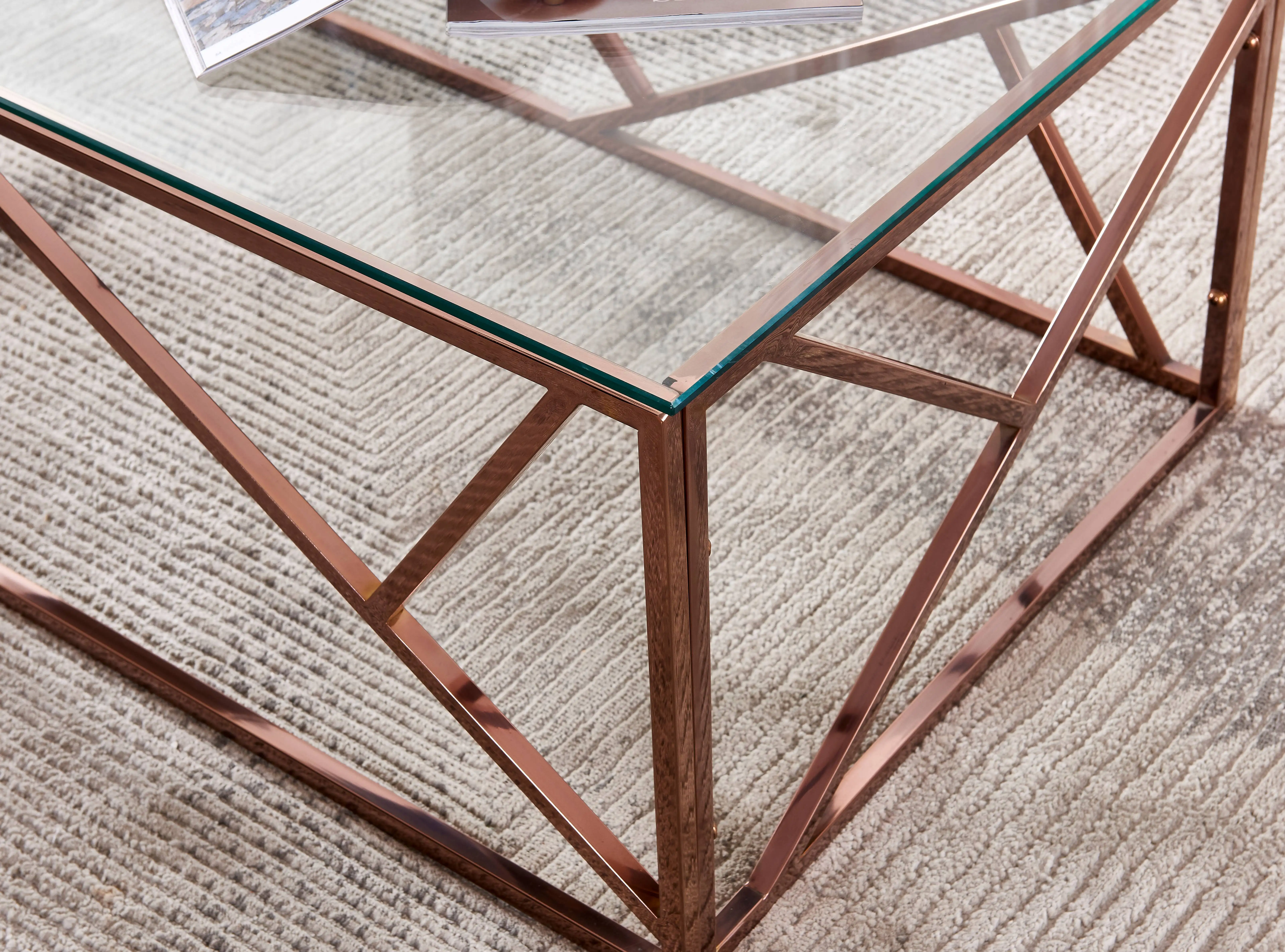 现代方形客厅玻璃咖啡桌家具套装