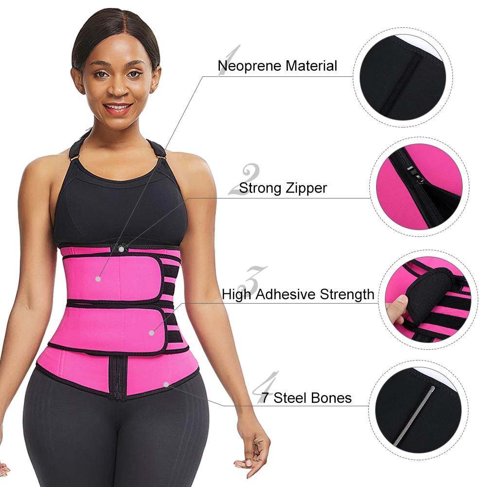 
Plus Size Zipper Front Neoprene Double Slimming Belts Waist Trimmer Custom Waist Trainer 