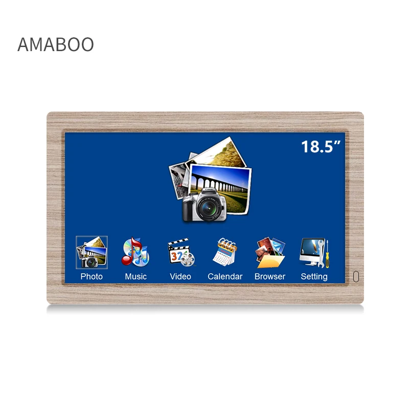 

Hd Frame Wholesale 18.5 inches Acrykic Thin Wood Digital Frames