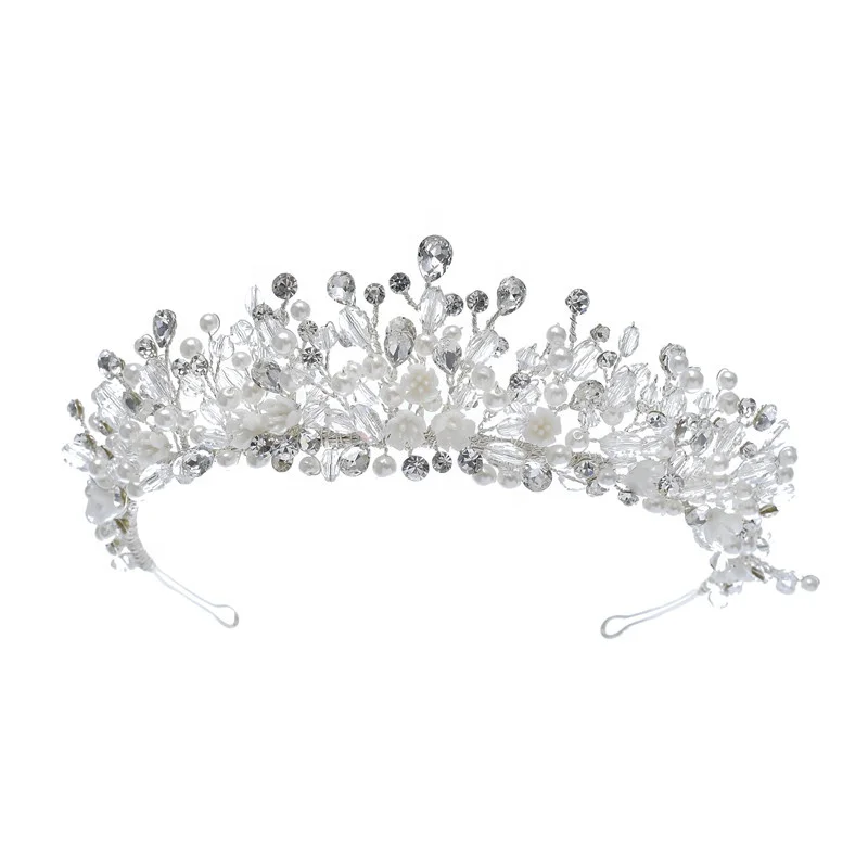 

Elegant Handmade Crown Jewelry Headdress Wedding Crystal Hair Accessories Bridal Tiara For Women