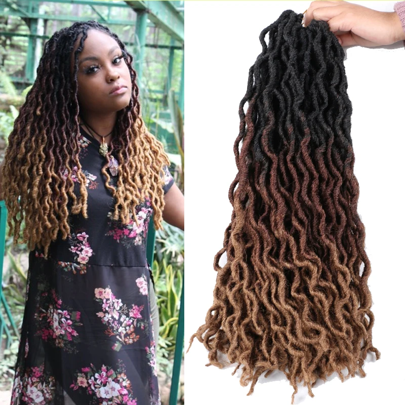 

Gpsy locs ombre color braiding hair mermaid godden faux locs synthetic Crochet hair