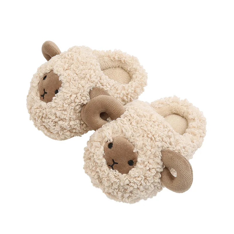 

Winter Comfortable Baby Warm Cotton Shoes Boys And Girls House Indoor Animal Plush Sheep Slippers, Pink,brown,white,black