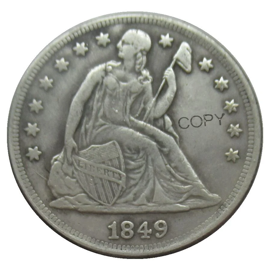

US 1849 Seated Liberty Dollar Silver Plated Replica Decorative Commemorative Coins