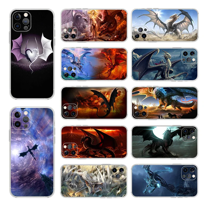 

Luxury Dragons Raised Lip TPU Shockproof Back Soft Phone Case Cover For iPhone 11 12 Pro Max XR 7 8 Plus SE2020, Clear