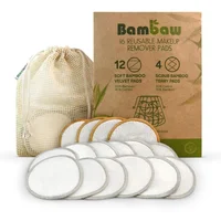 

Bamboo Make up Remover Pads 12 Soft Bamboo Velvet Pads 4 Scrub Bamboo Terry Pads with 100% cotton washing laundry bag
