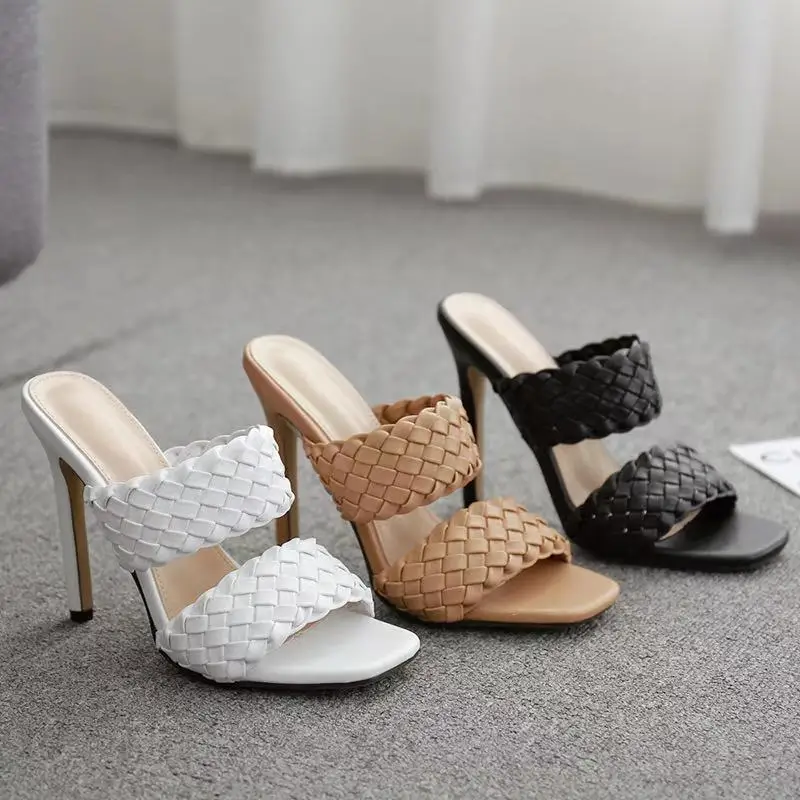 

2021 new arrival summer double strap heeled sandals thin high heel