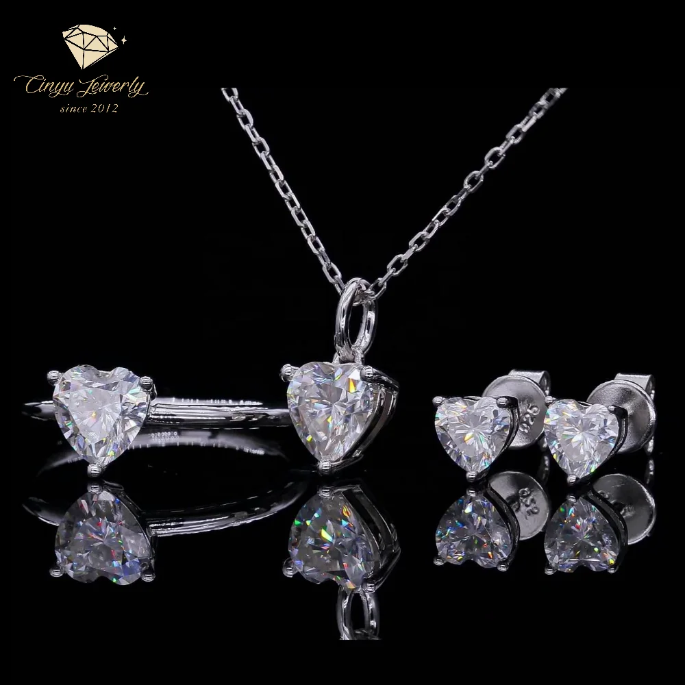 

1 Ct. Three Prongs Trillion Cut Luxury moissanite Ring Earring Pendant necklace gold plated Jewelry Sets