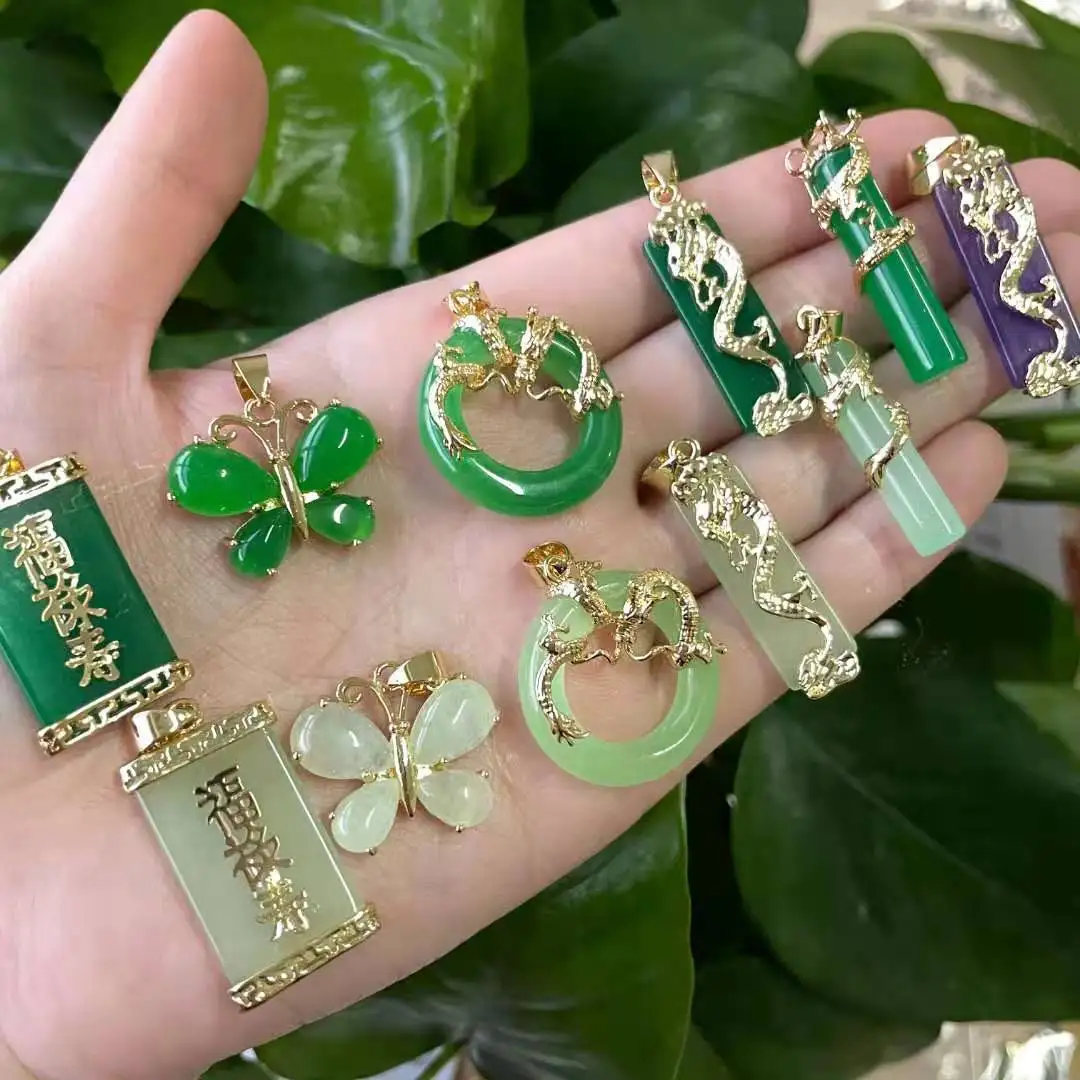 

jialin jewelry 2021 ins new fashion women Malay Chinese jade dragon pendant china agate circle pendant necklace