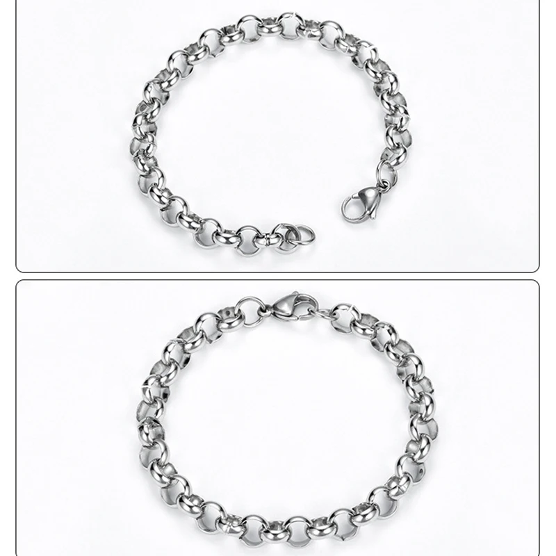 product-Handmade Simple Stainless Steel Hollow Round Link Chain Bracelet-BEYALY-img