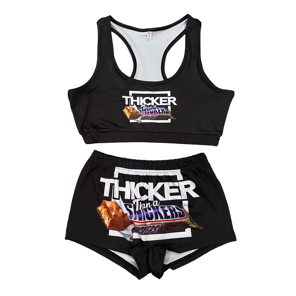 

wholesale snickers women snack two piece shorts sets women