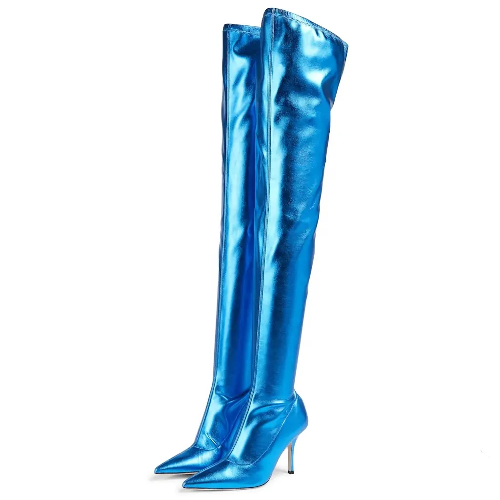 

Women's Shoes 2021 Designer Over-the-knee boots Custom Sexy Pointed Toe Thigh High Boots Chengdu High-quality Women's Boots, Black,silver