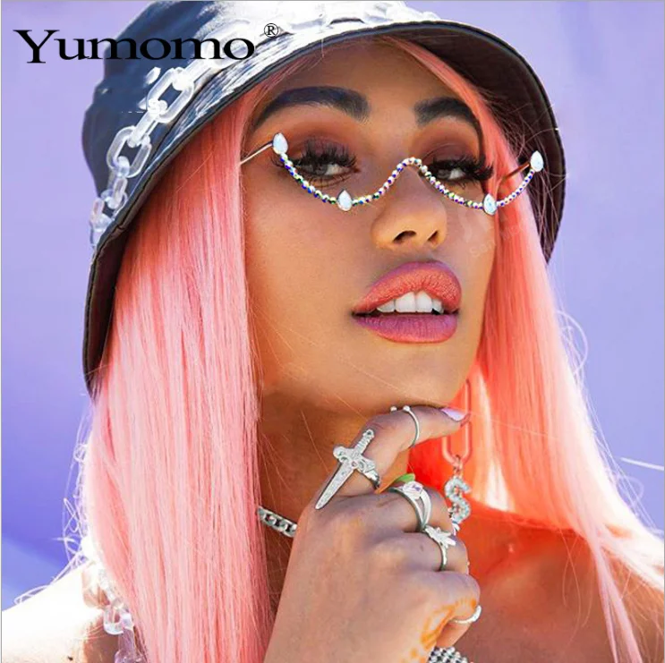 

Unique Designer Sunglasses For Women Trendy Frameless Sunglasses 2020 Diamond Frame Without Lens