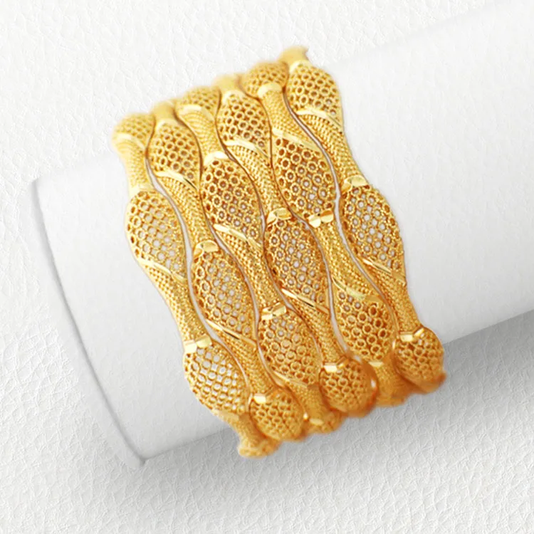 

New Arrival Jewelry Engraved Bracelets Bangles Dubai Gold Plated Metal Luxury for Women gold bangle, Rose gold color
