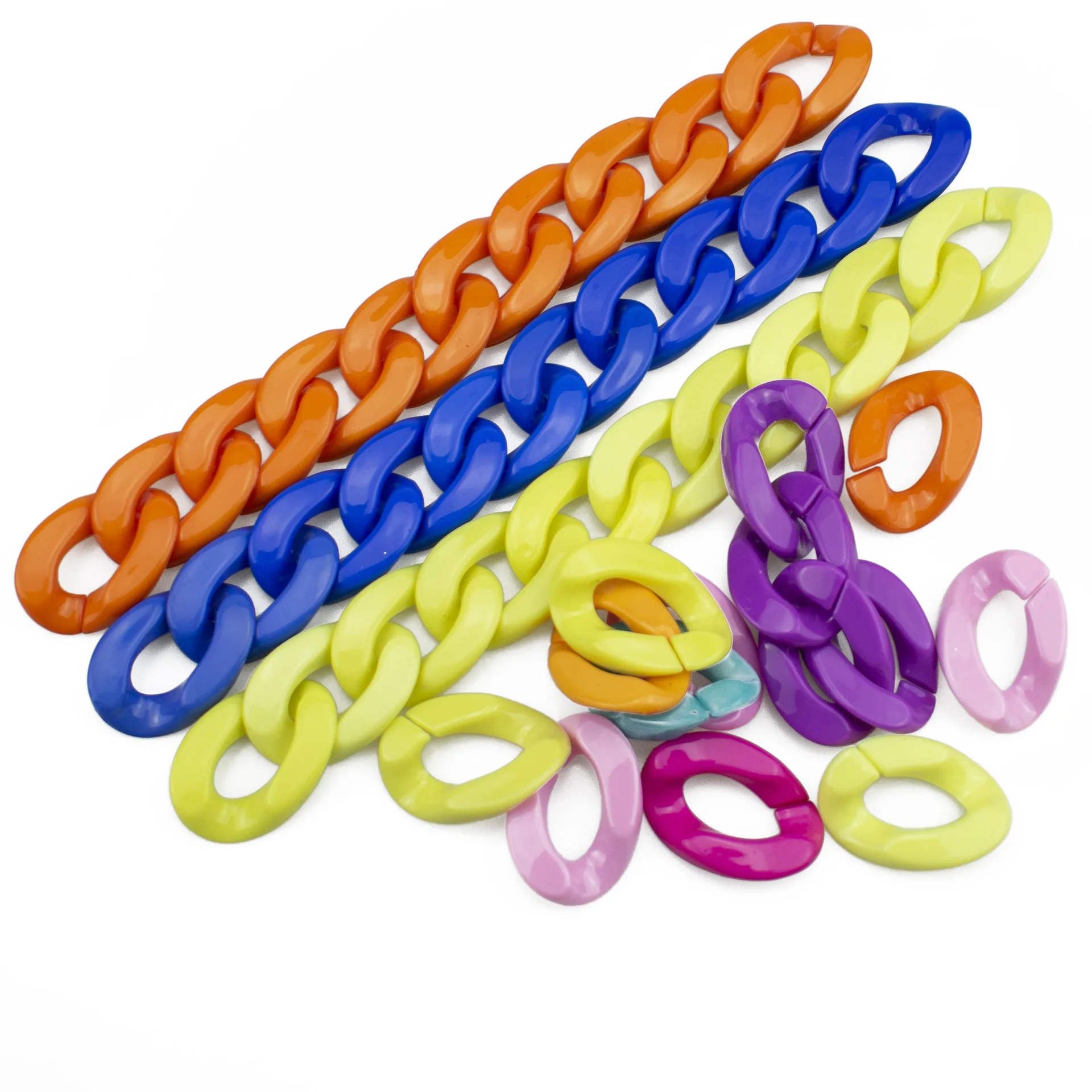 

REWIN  Bright Colored Acrylic Resin Pieces for Earrings Plastic Fishbone Cuban Curb Chain Link, 11 colors in stock