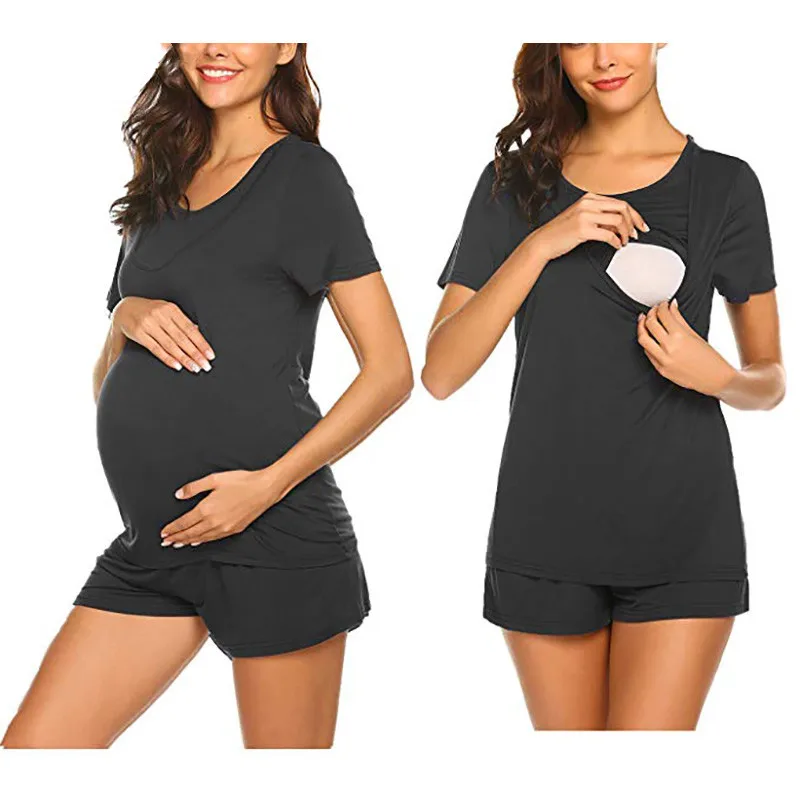 

Amazon Best Seller Cotton Maternity Pajamas for Hospital Set Short Sleeve Breastfeeding Pregnancy Sleepwear Nursing Pajamas, Various floral designs