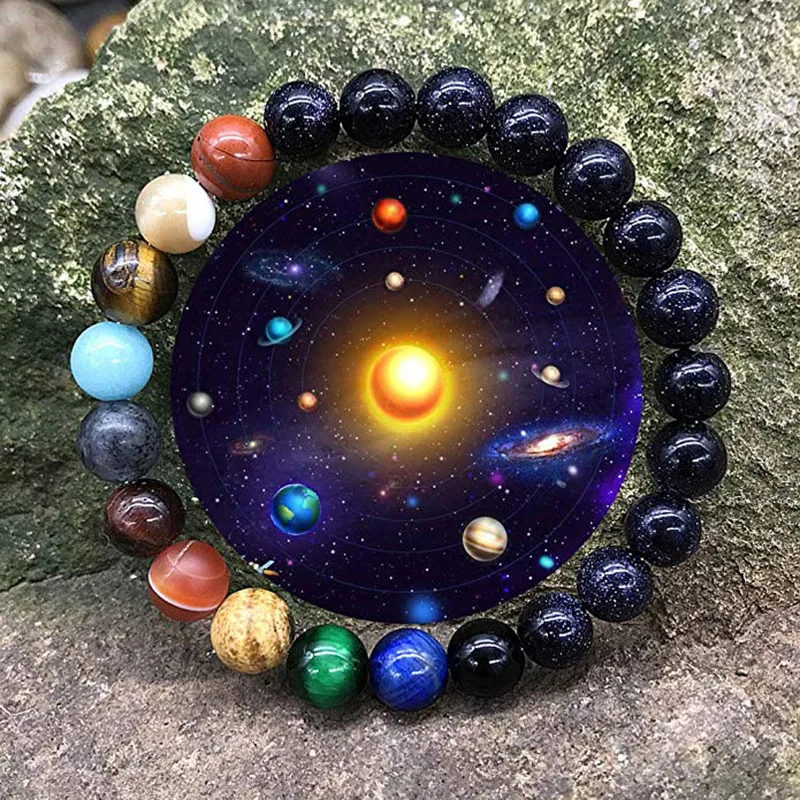

Classic Natural Stone Beaded Eight Planet Yoga Chakra Bracelet Universe Galaxy Solar System Planets Bracelets For Men Women