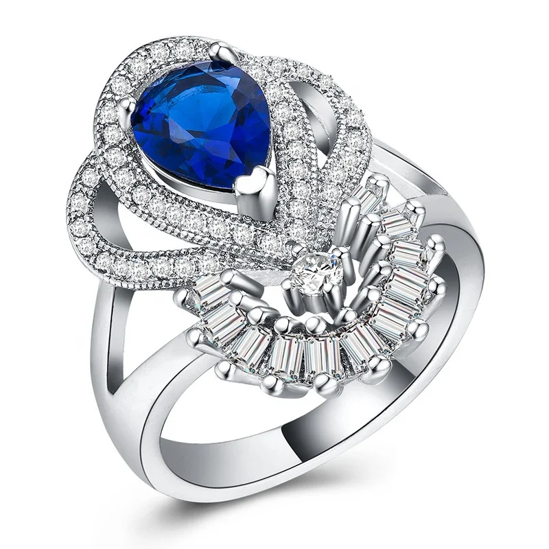 

European Luxury Ladies Flower Zircon Rings Wedding Engagement Rings for Women Creative Banquet Party Jewelry Anillos Mujer