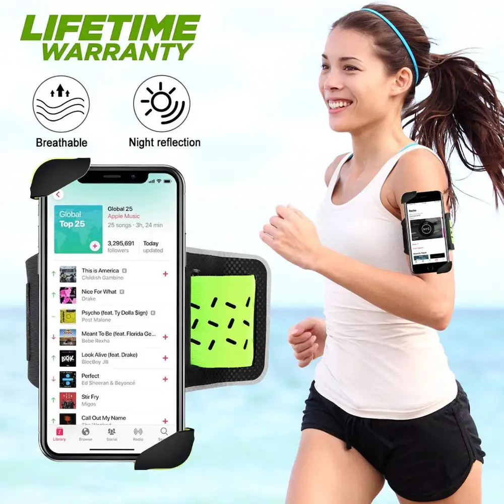 

Outdoor Universal Custom Logo Printed Lycra Fabric Jogging Fitness Workout Running Sport Armband,Best For iphone-armband, Gray, green, rose red