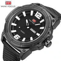 

MINI FOCUS MF0136G trending Casual Watch Men Quartz Clock Black Nylon Strap moq 1 Waterproof Calendar all type Watches