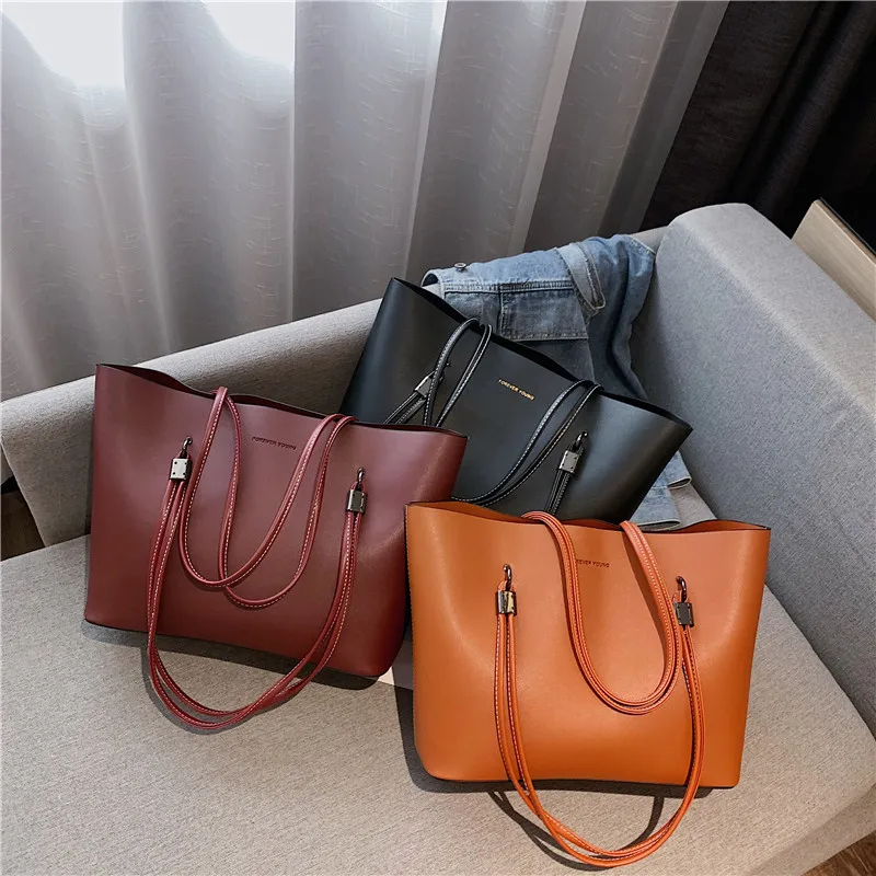 

Solid Color Women's PU Leather Handbag Luxury Handbags Women Bags Designer Large Capacity Tote Bags for Women 2021 Shoulder Bag