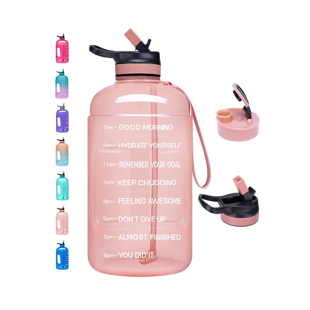 

Gym Large 1 Gallon Motivational Water Bottle with 2 Lids