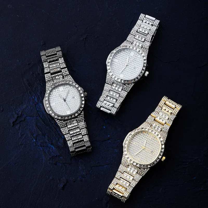 

2020 wholesale Iced Out Pave Gold Tone HipHop Bling Bling Watch