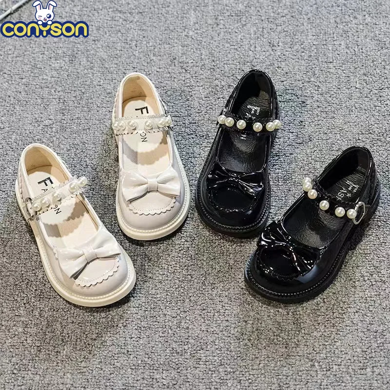 

Conyson New Arrival Spring And Autumn New Trendy Kids Sandals Low-heel Pearls Shoes Fashion Girls Bowknot Princess Shoes