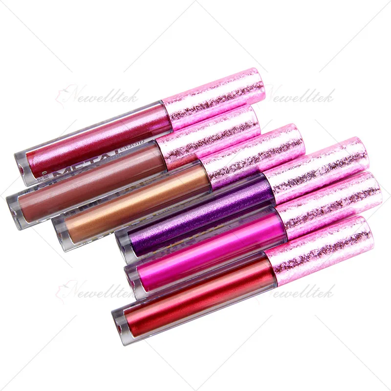 12 color vegan glitter lip gloss private label long lasting wholesale waterproof glitter metallic liquid lip stick