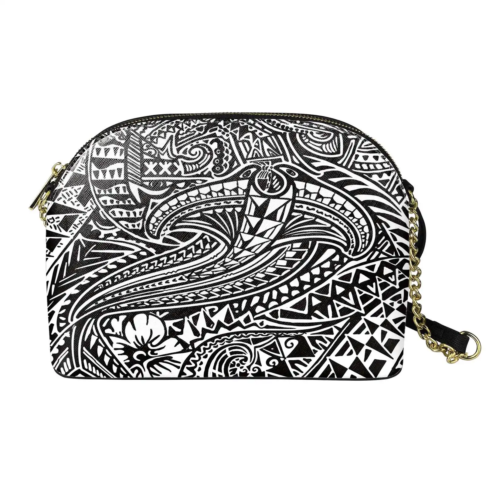 

DHPortable Mini Shoulder Bag Girls Mini Purse Customize Printing Daily Use Polynesian PU Leather Shell Bag Messenger Bag For Wom